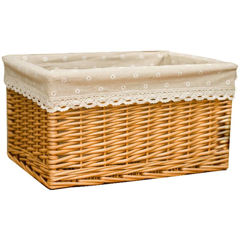 做旧整理箱藤编衣服收纳箱零食收纳筐衣柜收纳盒编织框子美式柳编