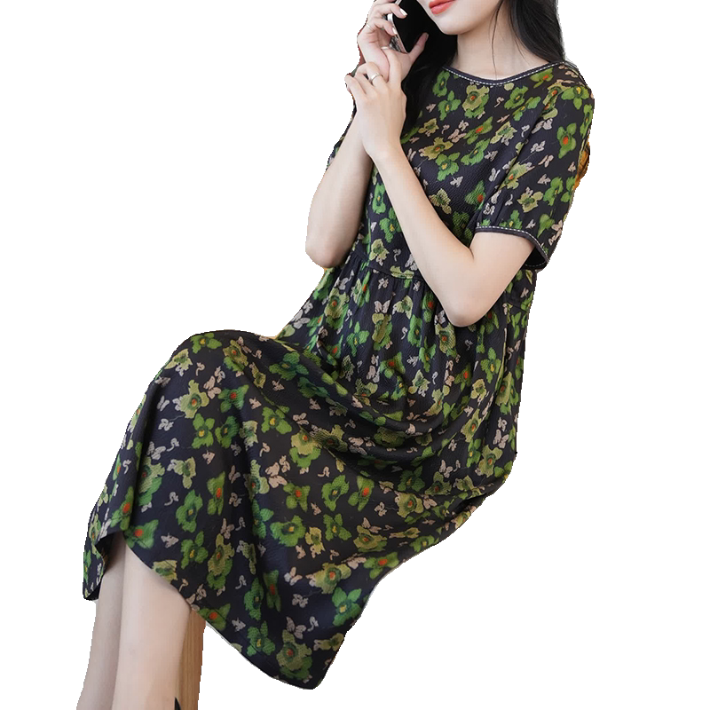 迪芬璐嘉气质通勤真丝连衣裙女