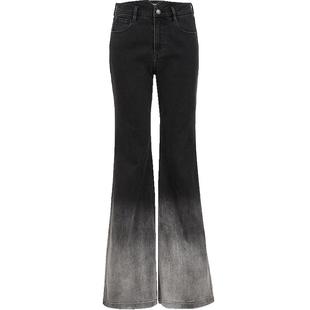 ONLY2025冬季新款裤腿渐变层次水洗复古高腰显瘦喇叭裤牛仔裤女