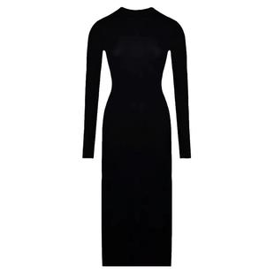 现代舞蹈练功服侧开衩修身连衣裙女长袖显瘦针织长款舞蹈演出服