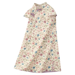 雅童小铺女童旗袍连衣裙2025夏新款儿童新中式碎花裙子童装复古裙