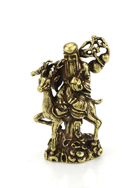 复古风迷你骑鹿寿星收藏纯黄铜