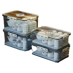 茶具茶杯置物架收纳盒防尘整理透明放装杯子功夫茶壶酒杯带盖橱柜