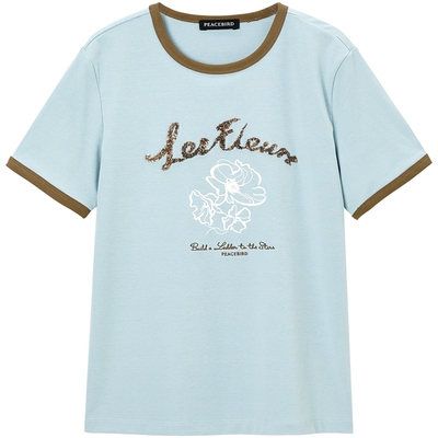 太平鸟女装2024秋季新款修身短袖针织T恤A1CNE3109