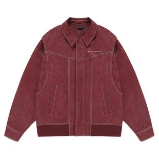 BJHG不计后果内啡肽夹克男冬季美式潮牌复古感工装垫肩PU皮外套女