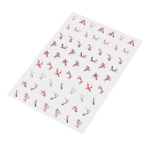 中国风原创梅花水杯防水贴纸立体水晶标水墨风山水印花A4整版杯贴