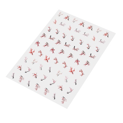 原创国风梅花图案水杯防水贴纸