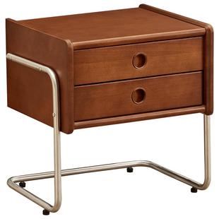 全友家居中古风实木床头柜家用卧室2025爆款复古风小柜子收纳柜