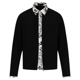 布老哥Blog水墨画假两件拉链衬衫内搭宽松百搭cleanfit衬衣秋W555