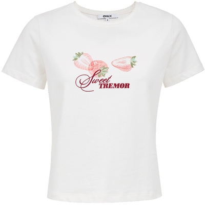 ONLY贝壳锁边领口纯棉T恤