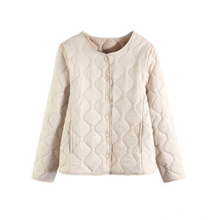 秋冬轻薄小棉服女短款圆领休闲小棉衣百搭打底保暖V领内胆小棉袄