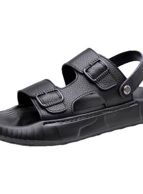 稻草人凉鞋真皮软底头层牛皮两穿
