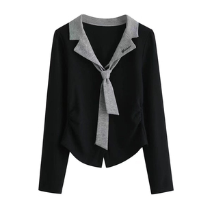 春装搭配一整套大码胖mm韩系假两件针织上衣百褶半身裙巨好看套装