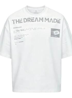 Dream made 凉感冰皮字母印花白色短袖T恤男夏季薄款防晒男生半袖