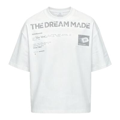 Dream made 凉感冰皮字母印花白色短袖T恤男夏季薄款防晒男生半袖