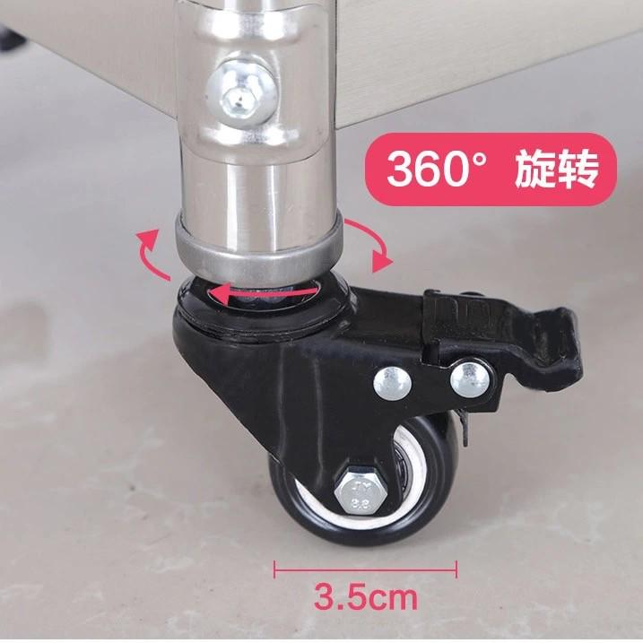 不锈钢方形小厨房置物架带万向轮子微波炉落地多层烤箱锅收纳架子