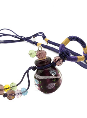 透亮花草项链琉璃散香可调节女