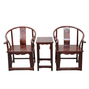 红木圈椅 印尼黑酸枝明式座椅 阔叶黄檀太师椅实木圈椅茶几三件套