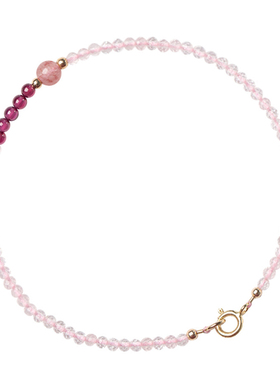 草莓晶招桃花手链女夏小众粉水晶