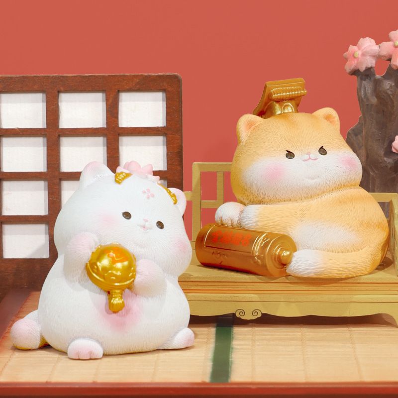 宝贝故事御猫送福大新古风摆件创意谈潮可爱摆件树脂国家办公桌量