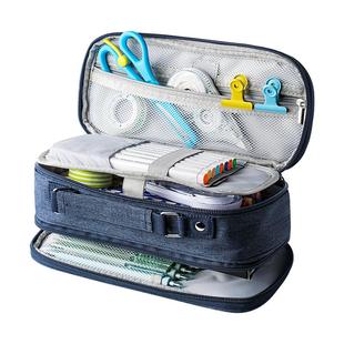 大容量笔袋男多层初中生高中生简约小学生铅笔袋文具盒创意潮流多功能男孩子拉链帆布笔盒儿童耐脏超