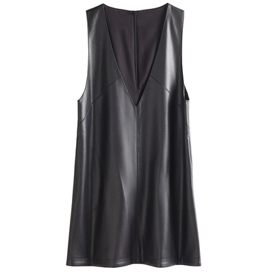 真皮马甲女V领显瘦背心裙皮外套