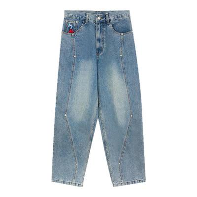 MindError小象刺绣弯刀牛仔裤