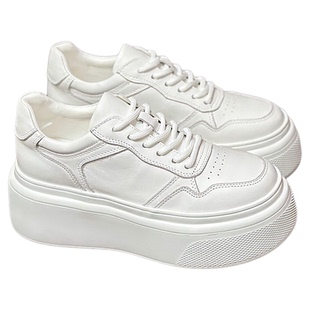 平厚底增高7cm小白鞋真皮超轻松糕高底板鞋2026新款春款单鞋女款