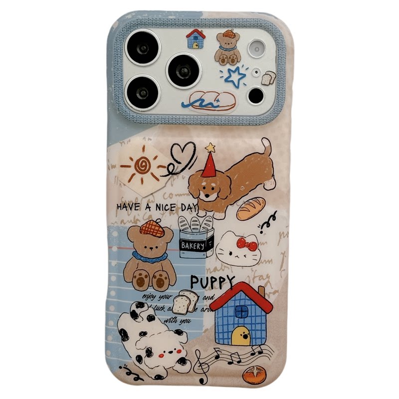 MoreRex 韩风ins拼接涂鸦房屋小动物适用苹果18手机壳带链条iphone17promax新款18pro全包15防摔保护套14女16
