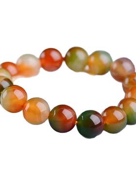新品天然七彩玛瑙珠手串水晶转运手饰男女款红绿玛瑙手链手串包邮