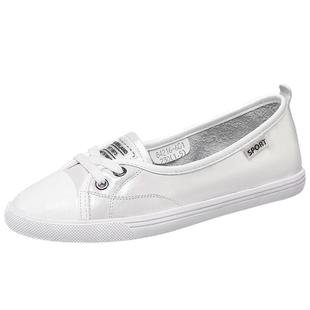 高蒂真皮浅口小白鞋女款百搭2026春夏一脚蹬休闲鞋平底鞋板鞋女