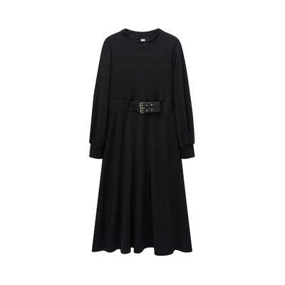 大码女装气质假两件拼接连衣裙