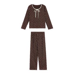 馨帮帮Homedress 新款甜美碎花德绒睡衣女秋冬季带胸垫家居服套装