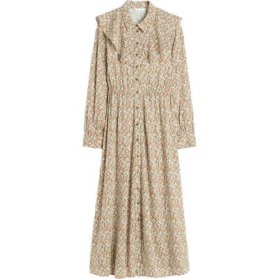 HM女装连衣裙冬季时尚荷叶边设计衬衫式中长裙1214507