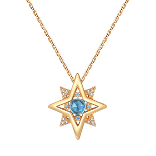 人海星芒原创蓝色托帕石项链银镀金复古小众轻奢新年情人节礼物女