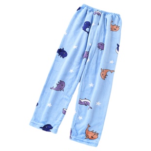 儿童睡裤宝宝珊瑚绒暖暖裤秋冬女童加绒保暖单裤男童法兰绒家居裤
