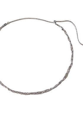 素图碎冰冰项链925银小众毛衣链