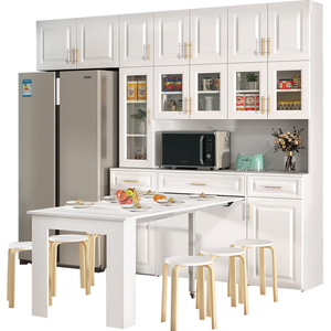 一体餐边柜伸缩餐桌柜现代简约