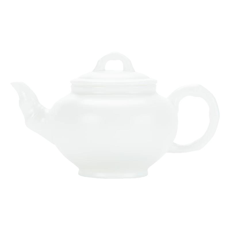钰铨龙门羊脂玉瓷素烧润如玉茶壶