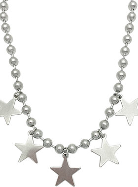 ins日韩钛钢大圆珠五角星锁骨链