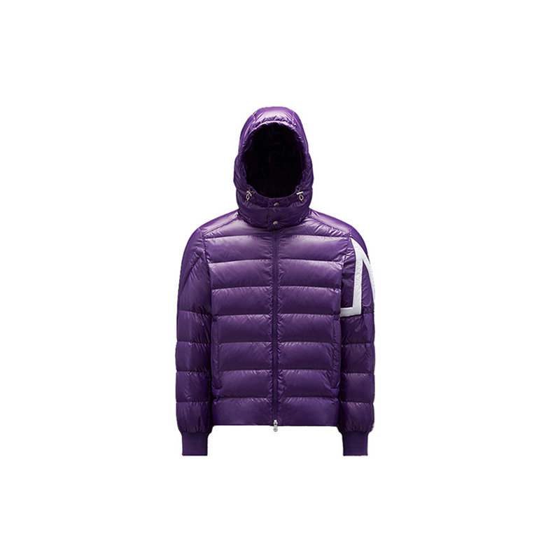 Moncler FW22连帽 锦纶 双峰款 白鸭绒 拉链羽绒服  男款 紫色