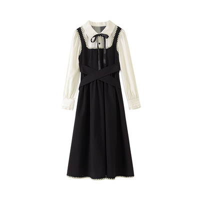 江不离【山海之约】假两件学院风连衣裙女秋冬款高级感别致中长裙