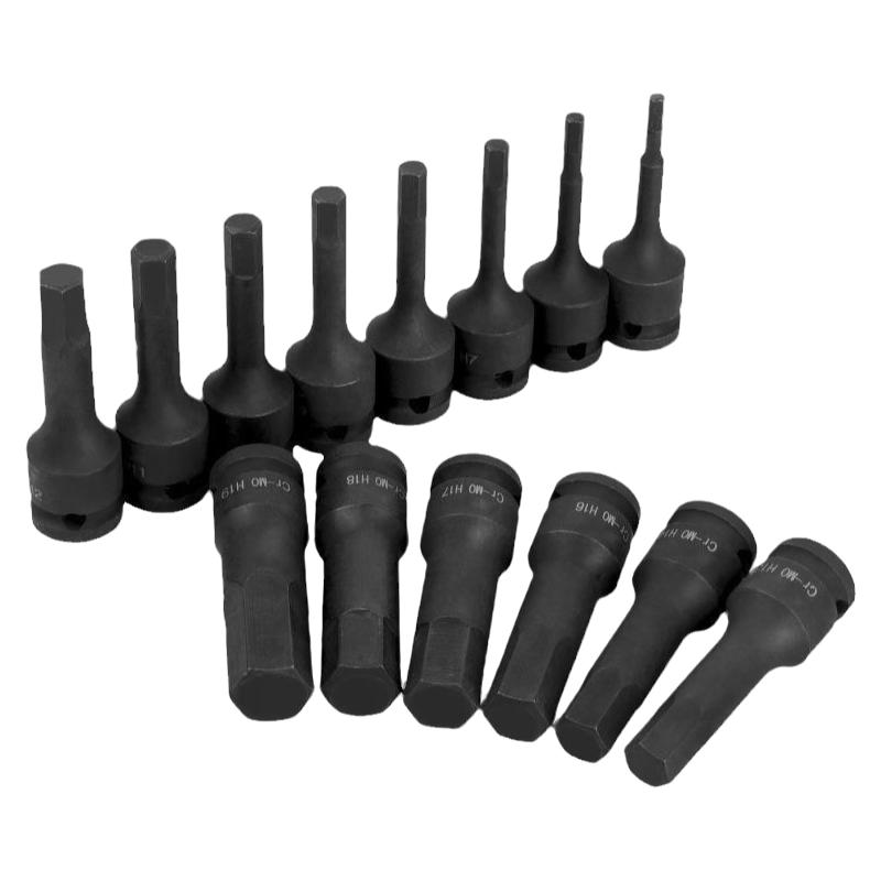 内六角1/2风炮连体批头气动六角旋具套筒梅花套筒六角风炮套装批