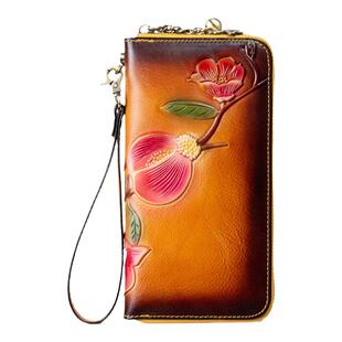 RFID女士钱包真皮休闲长款钱夹头层牛皮女款手拿包欧美卡位拉链包