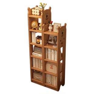 实木儿童书架置物架落地一体靠墙窄款书柜储物柜角落床头不占空间