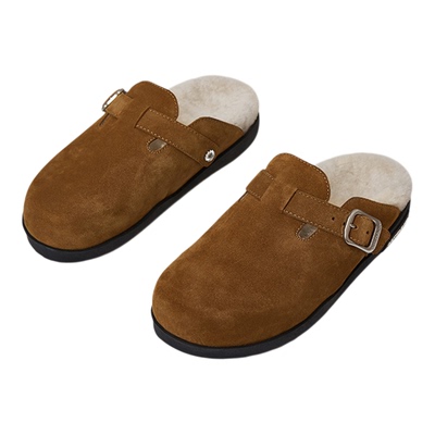 闫桉同款ARTICLE NO.秋冬厚底加绒毛拖勃肯鞋时尚包头拖毛毛拖鞋