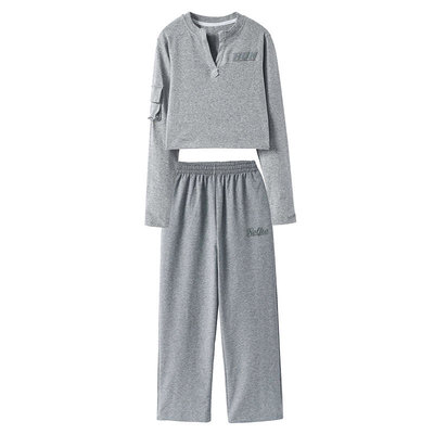 少儿爵士舞灰色套装显瘦洋气潮流