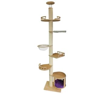 飘窗猫爬架通天柱不占地猫窝猫树一体猫抓柱顶天立地猫屋剑麻实木