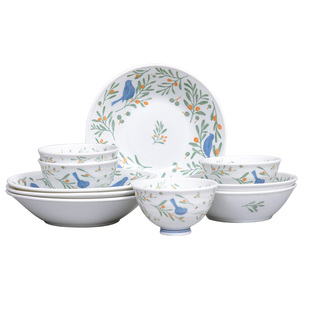 有谷窑日本进口蓝雀橄榄系列胖东来同款陶瓷餐具饭碗盘钵家用简约