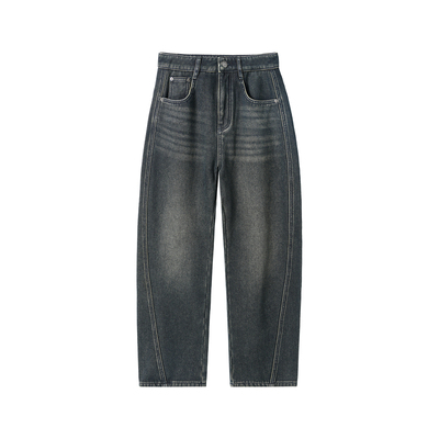 NYHSUGOO/南乙冬季手工猫须奥粒绒加厚男士55016微弯刀牛仔裤